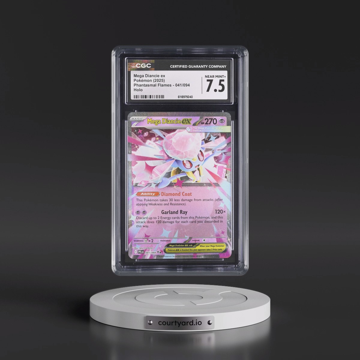 2025 Phantasmal Flames - PFL EN #041/094 Mega Diancie ex - Holo (CGC 7.5 NM+)