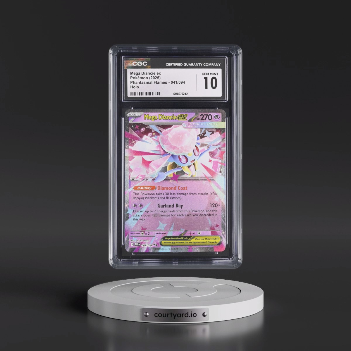 2025 Phantasmal Flames - PFL EN #041/094 Mega Diancie ex - Holo (CGC 10 GEM MINT)