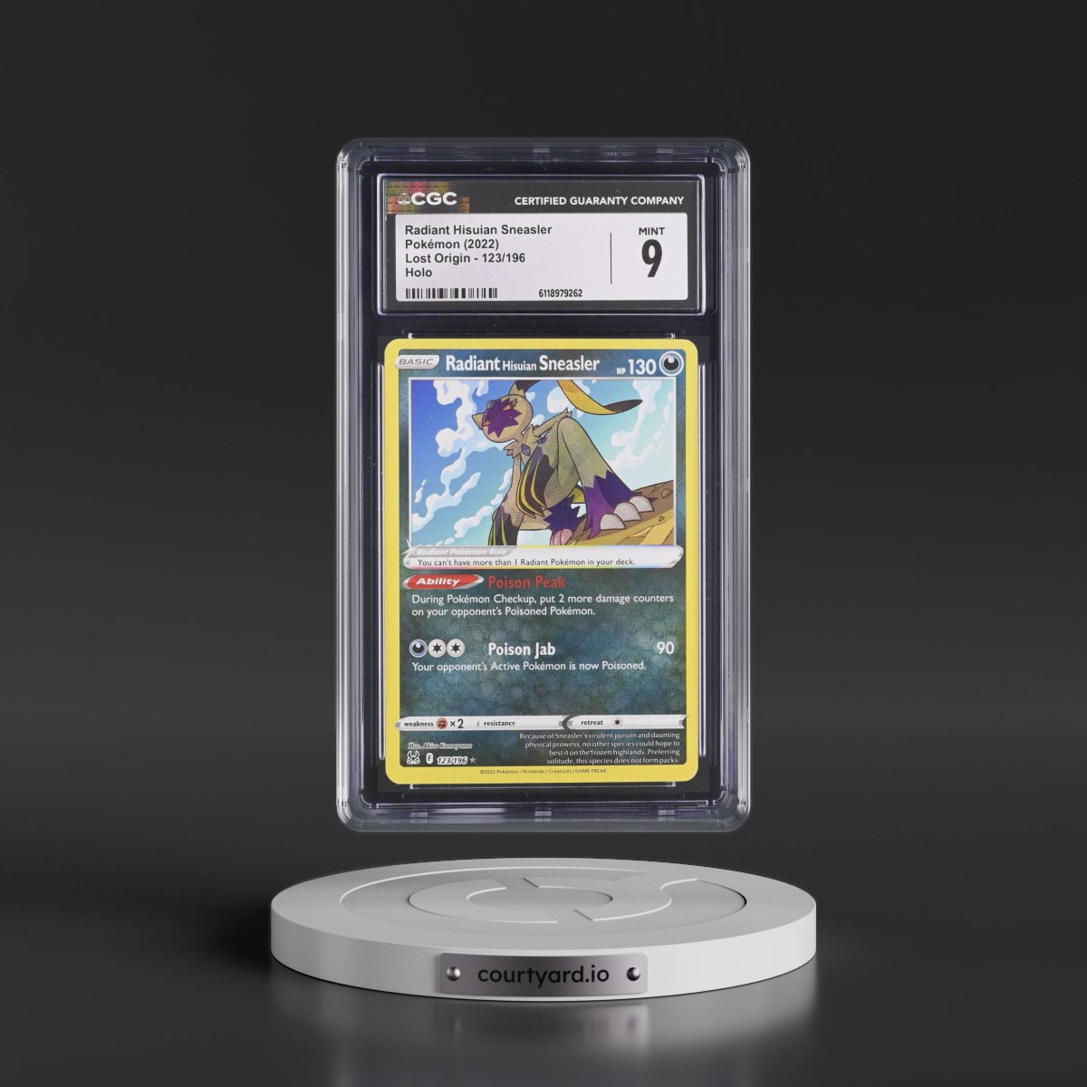 2022 Lost Origin #123/196 Radiant Hisuian Sneasler - Holo (CGC 9 MINT)