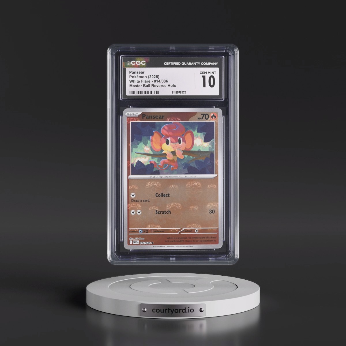 2025 White Flare - WHT EN #014/086 Pansear - Reverse Holo Master Ball (CGC 10 GEM MINT)