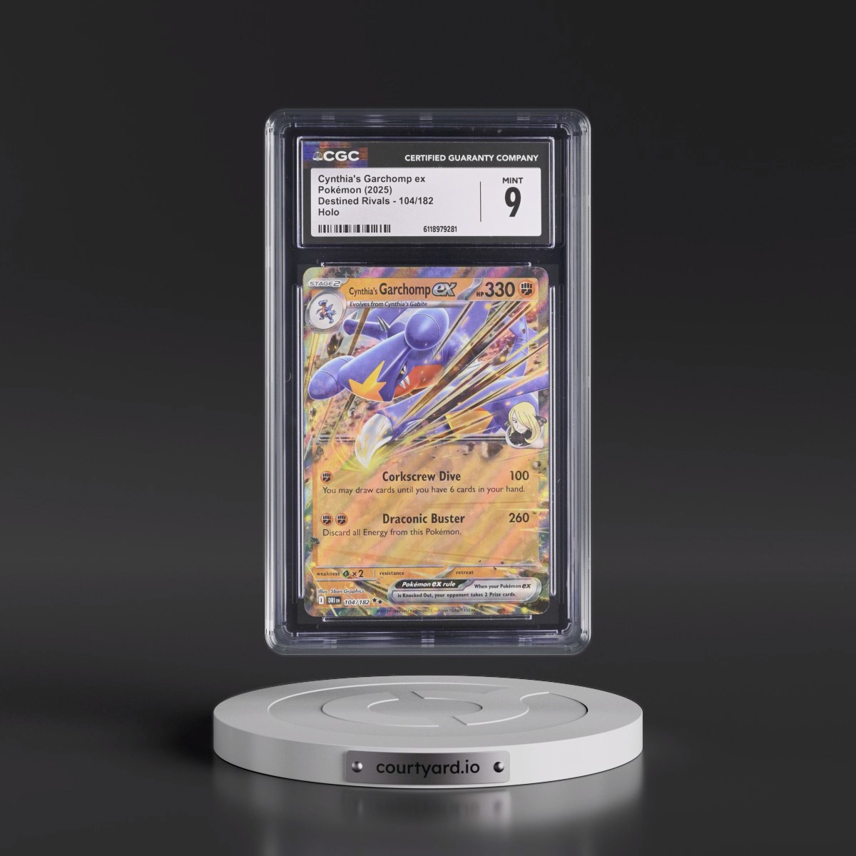 2025 Destined Rivals - DRI EN #104/182 Cynthia's Garchomp ex - Holo (CGC 9 MINT)