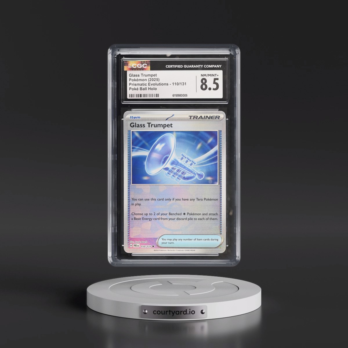 2024 Prismatic Evolutions - PRE EN #110/131 Glass Trumpet - Poké Ball Holo (CGC 8.5 NM-MT+)