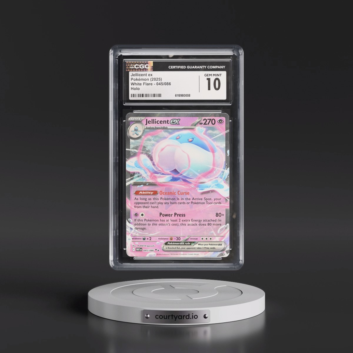 2025 White Flare - WHT EN #045/086 Jellicent ex - Holo (CGC 10 GEM MINT)