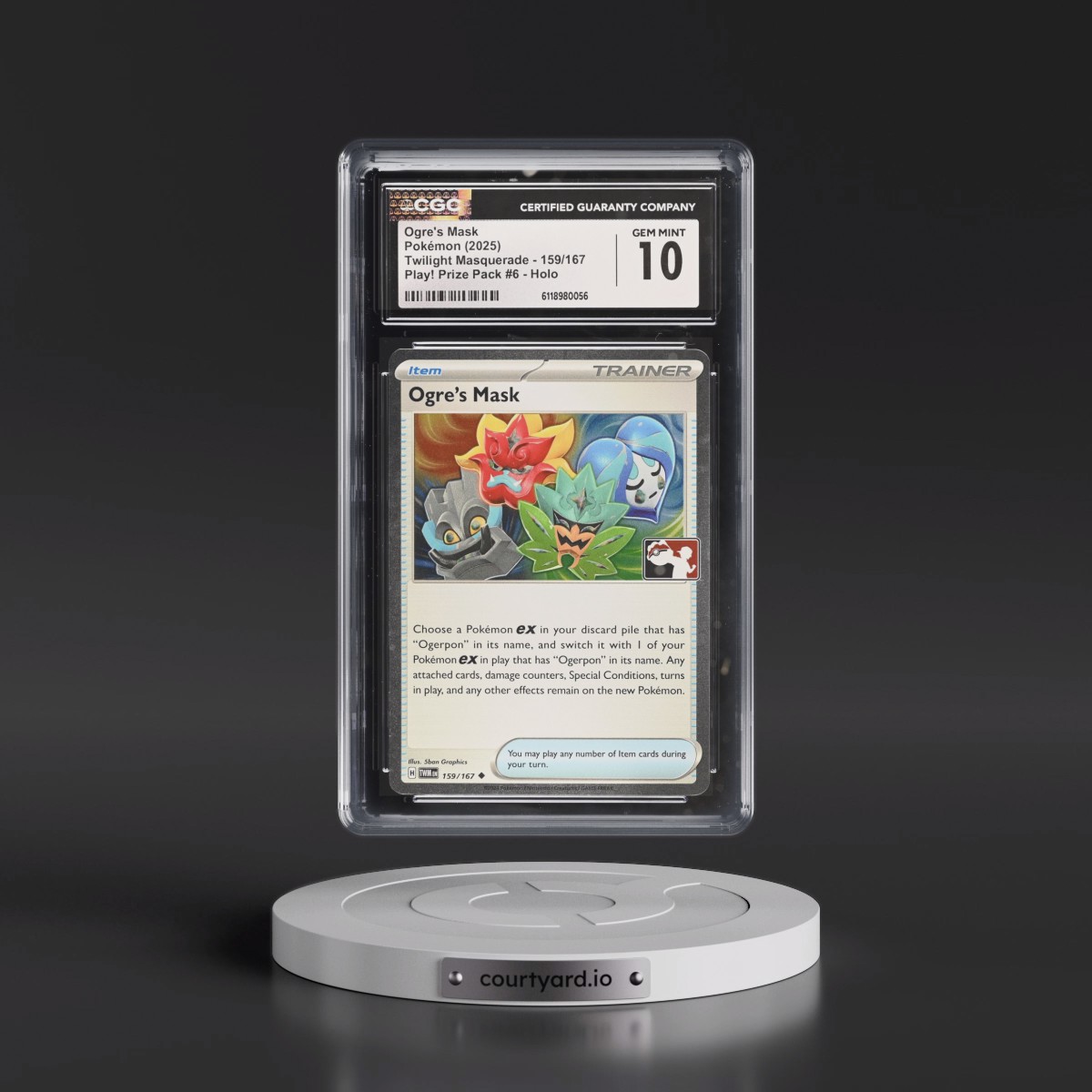 2024 Twilight Masquerade - TWM EN #159/167 Ogre's Mask - Play! Pokémon Prize Pack #6 (Cosmos Holo) Holo (CGC 10 GEM MINT)