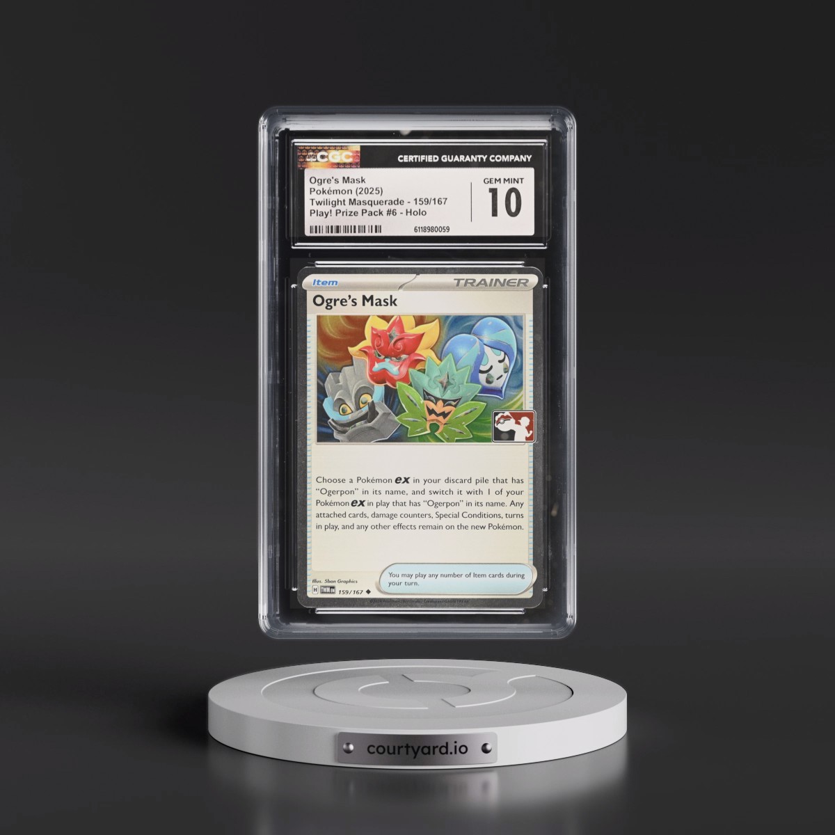 2024 Twilight Masquerade - TWM EN #159/167 Ogre's Mask - Play! Pokémon Prize Pack #6 (Cosmos Holo) Holo (CGC 10 GEM MINT)