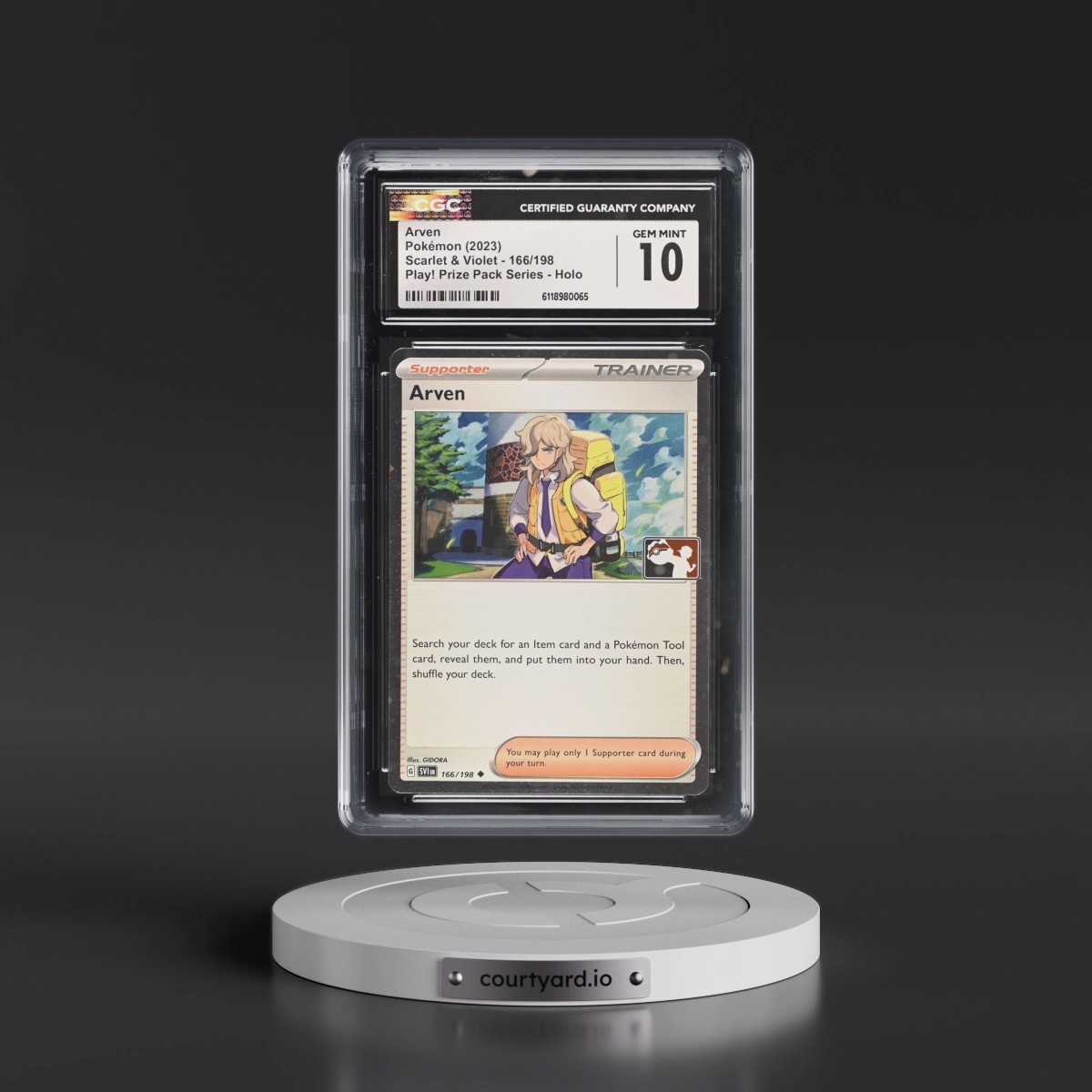 2023 Scarlet & Violet #166/198 Arven - Play! Pokémon Prize Pack Series (Cosmos Holo) Holo (CGC 10 GEM MINT)