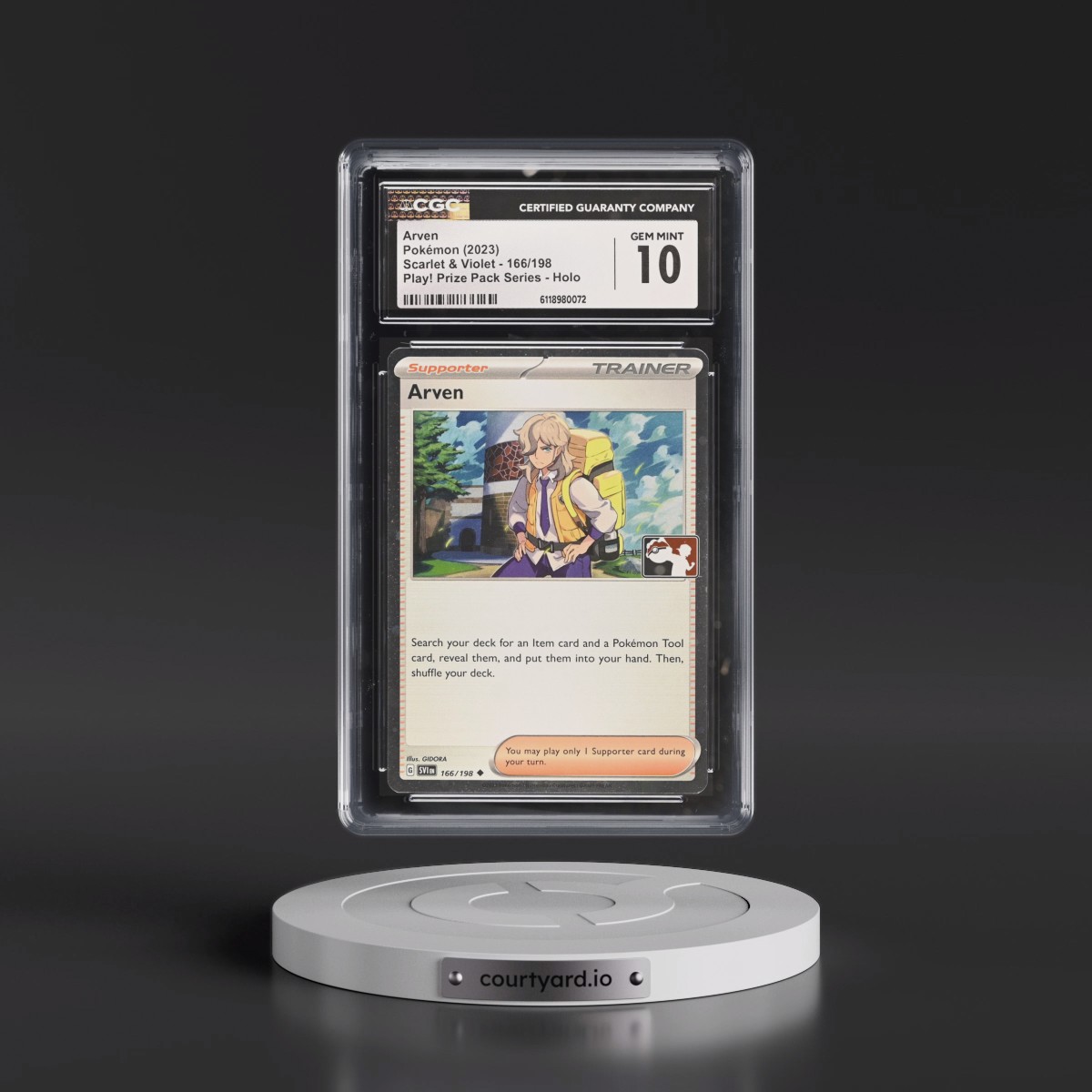 2023 Scarlet & Violet #166/198 Arven - Play! Pokémon Prize Pack Series (Cosmos Holo) Holo (CGC 10 GEM MINT)