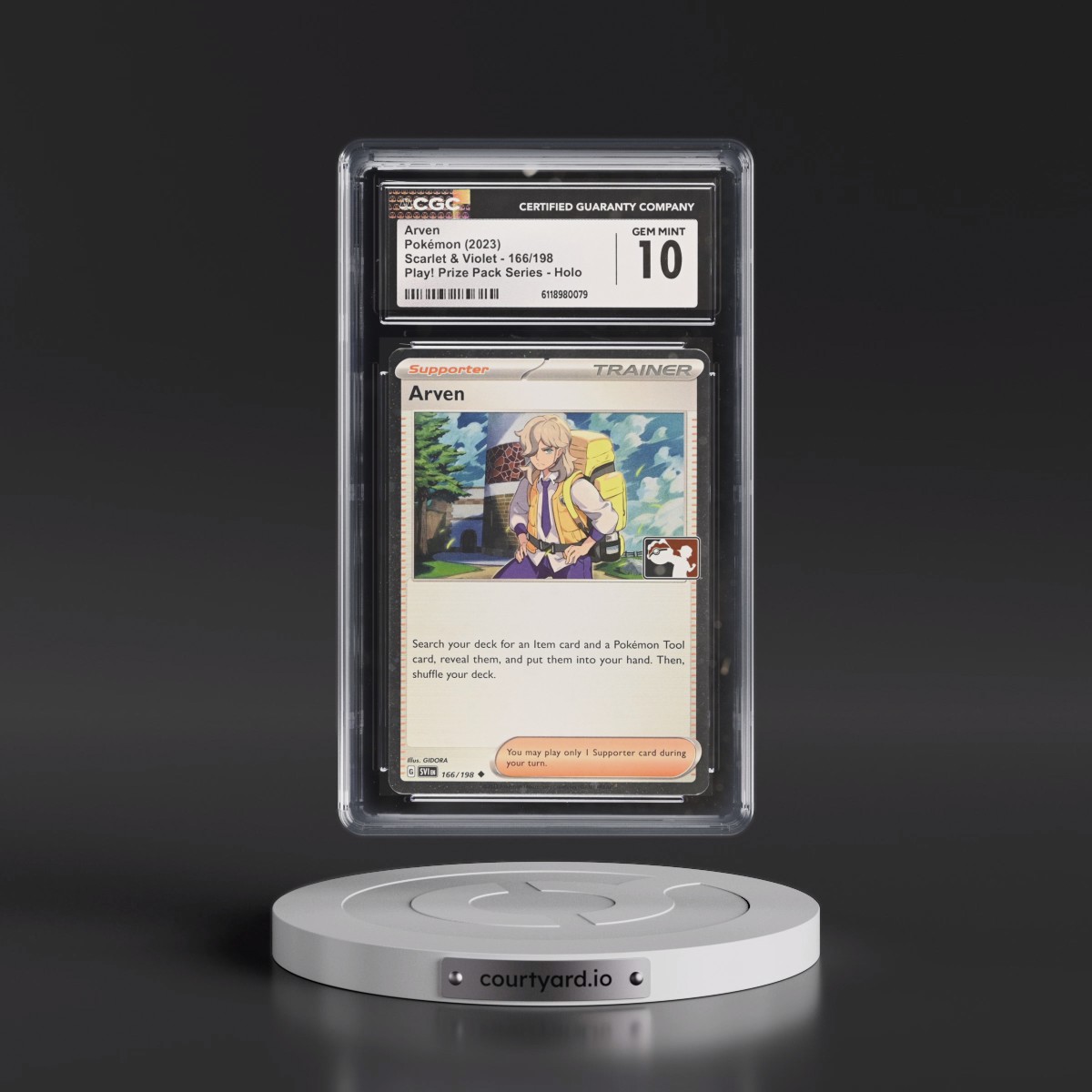 2023 Scarlet & Violet #166/198 Arven - Play! Pokémon Prize Pack Series (Cosmos Holo) Holo (CGC 10 GEM MINT)