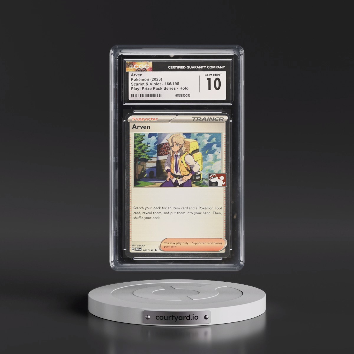 2023 Scarlet & Violet #166/198 Arven - Play! Pokémon Prize Pack Series (Cosmos Holo) Holo (CGC 10 GEM MINT)