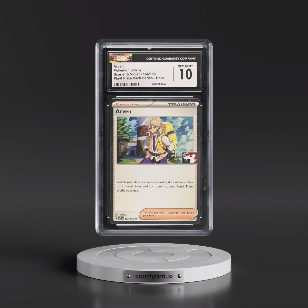 2023 Scarlet & Violet #166/198 Arven - Play! Pokémon Prize Pack Series (Cosmos Holo) Holo (CGC 10 GEM MINT)