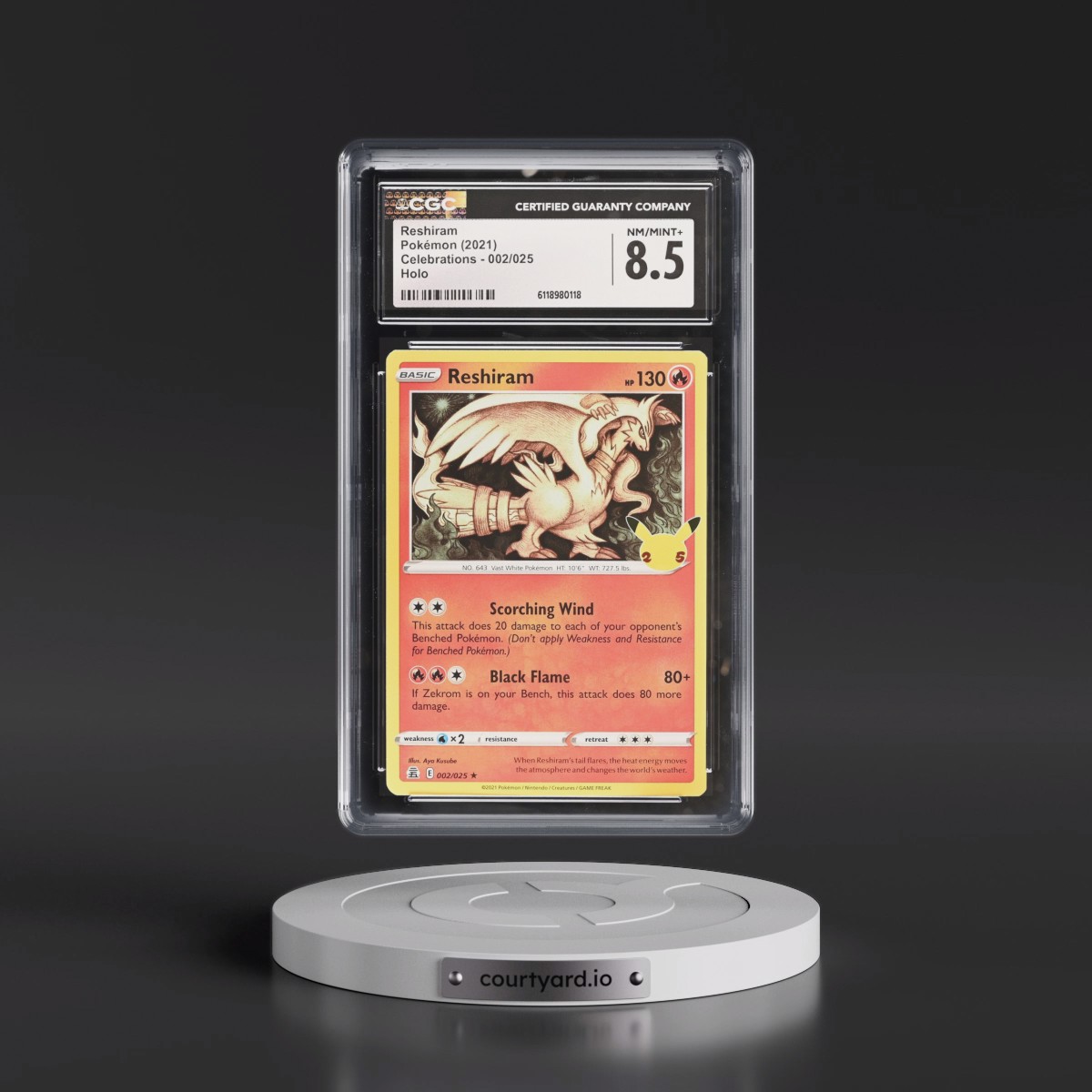 2021 Celebrations #002/025 Reshiram - Holo (CGC 8.5 NM-MT+)