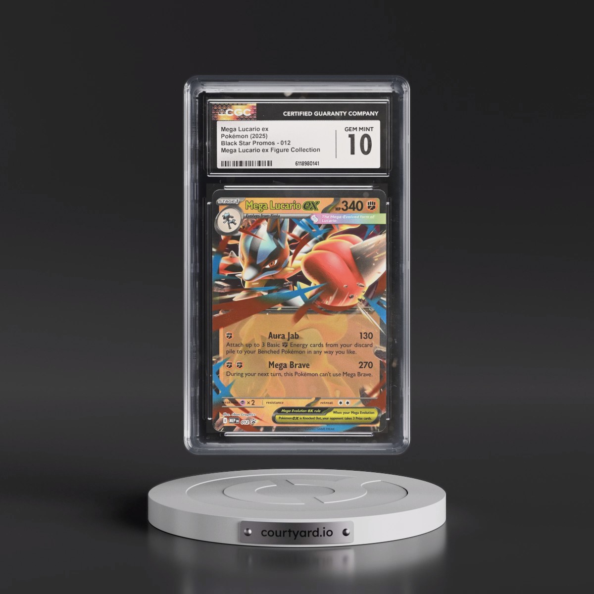 2025 Black Star Promos - Mega Evolution MEP EN #012 Mega Lucario ex - Mega Lucario ex Figure Collection (Holo) (CGC 10 GEM MINT)