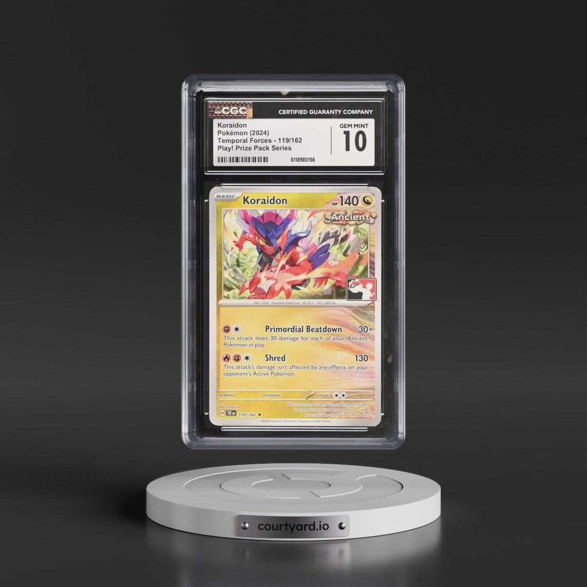 2023 Temporal Forces - TEF EN #119/162 Koraidon - Play! Pokémon Prize Pack Series (CGC 10 GEM MINT)