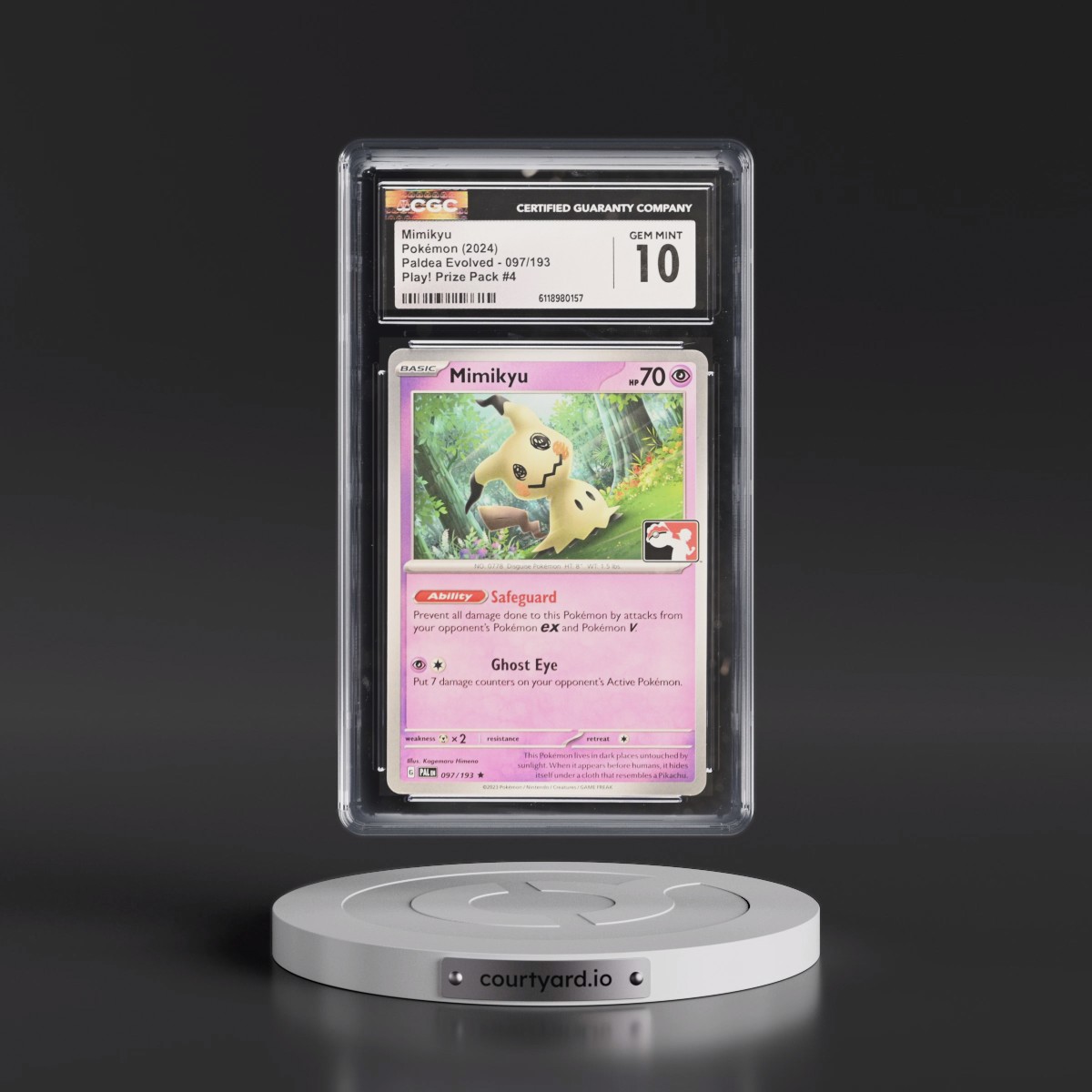 2023 Paldea Evolved - PAL EN #097/193 Mimikyu - Play! Pokémon Prize Pack #4 (CGC 10 GEM MINT)