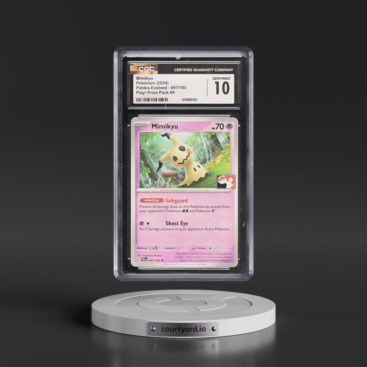 2023 Paldea Evolved - PAL EN #097/193 Mimikyu - Play! Pokémon Prize Pack #4 (CGC 10 GEM MINT)