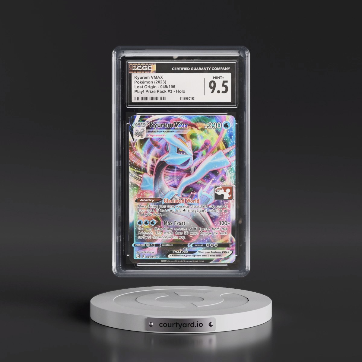 2022 Lost Origin #049/196 Kyurem VMAX - Play! Pokémon Prize Pack #3 Holo (CGC 9.5 MINT+)