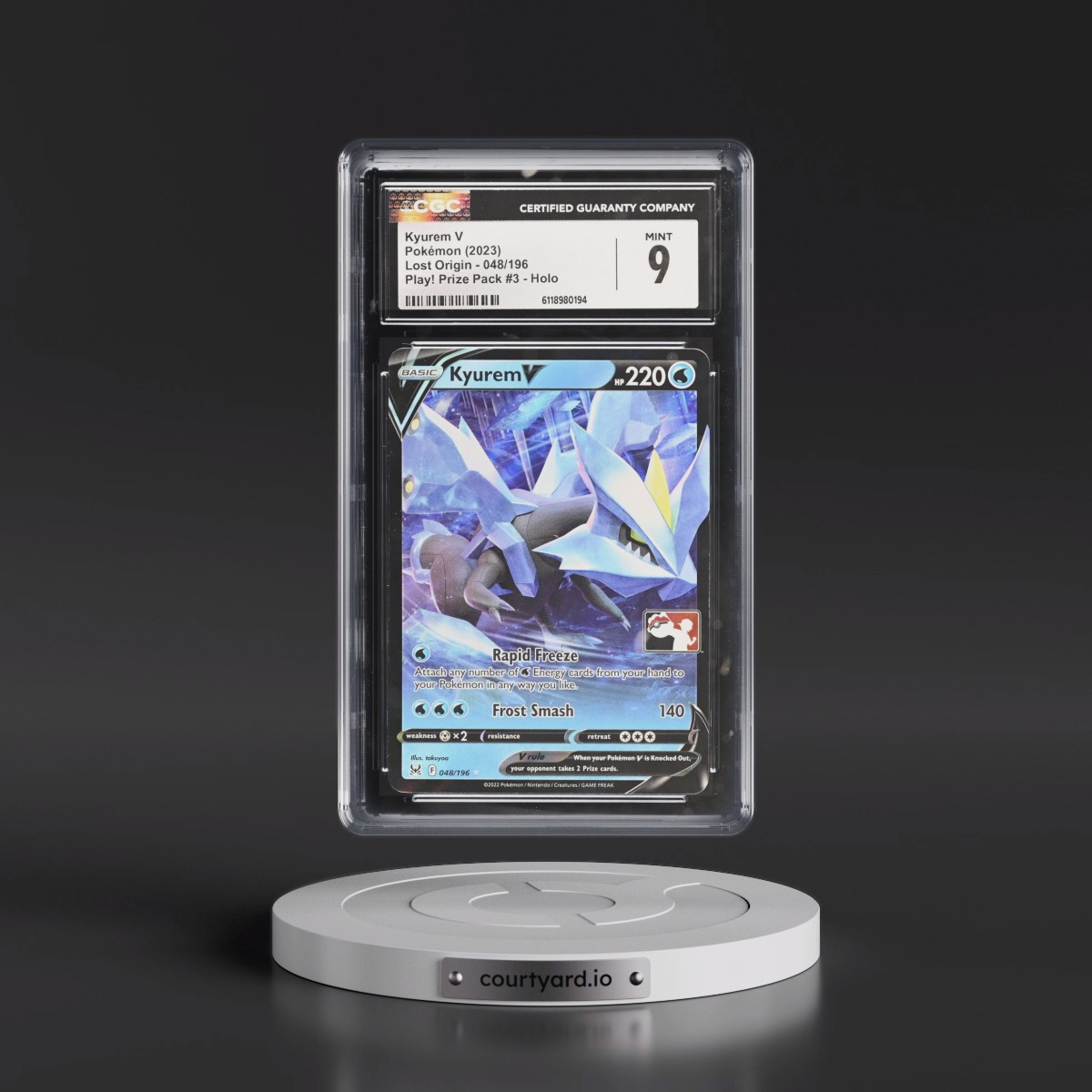 2022 Lost Origin #048/196 Kyurem V - Play! Pokémon Prize Pack #3 Holo (CGC 9 MINT)