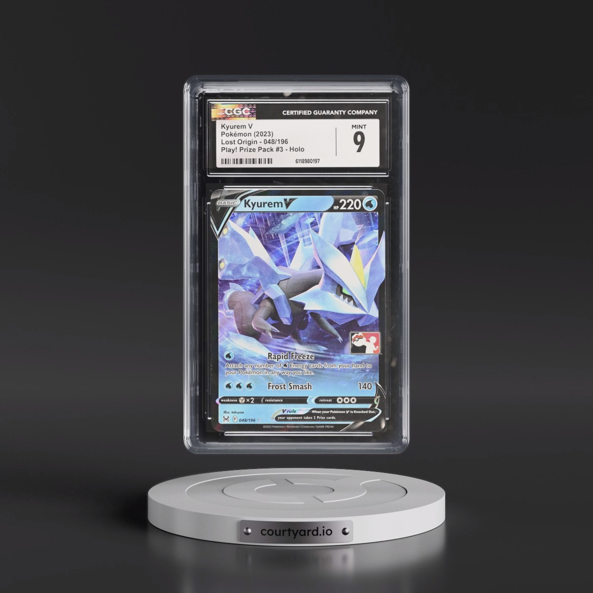 2022 Lost Origin #048/196 Kyurem V - Play! Pokémon Prize Pack #3 Holo (CGC 9 MINT)