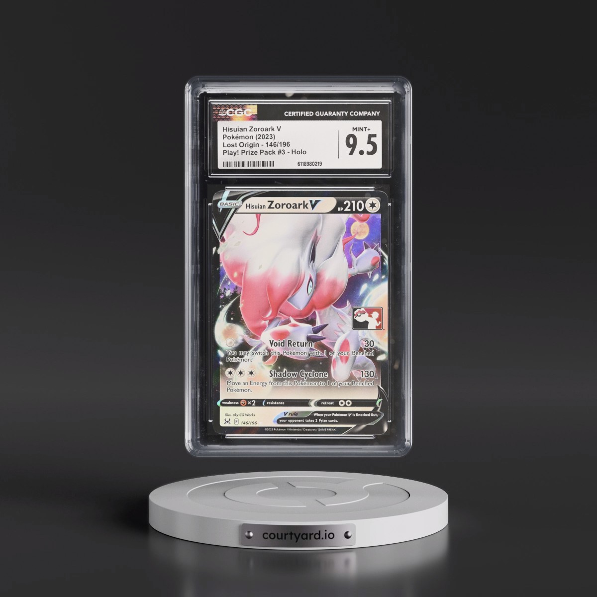 2022 Lost Origin #146/196 Hisuian Zoroark V - Play! Pokémon Prize Pack #3 Holo (CGC 9.5 MINT+)