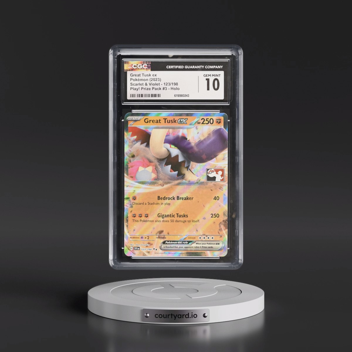 2023 Scarlet & Violet #123/198 Great Tusk ex - Play! Pokémon Prize Pack #3 Holo (CGC 10 GEM MINT)