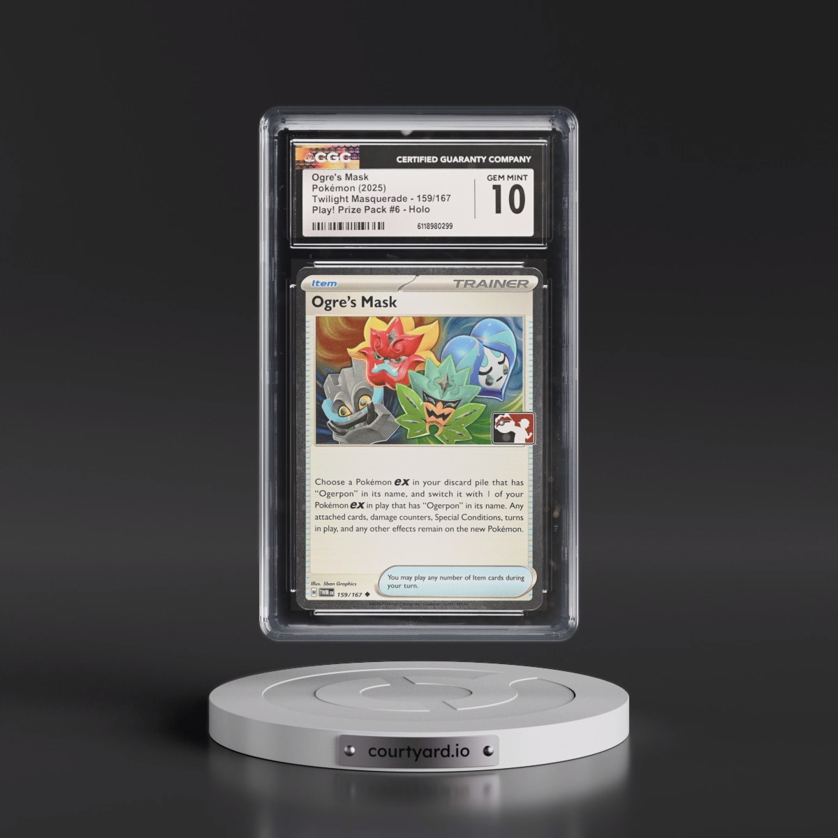 2024 Twilight Masquerade - TWM EN #159/167 Ogre's Mask - Play! Pokémon Prize Pack #6 (Cosmos Holo) Holo (CGC 10 GEM MINT)