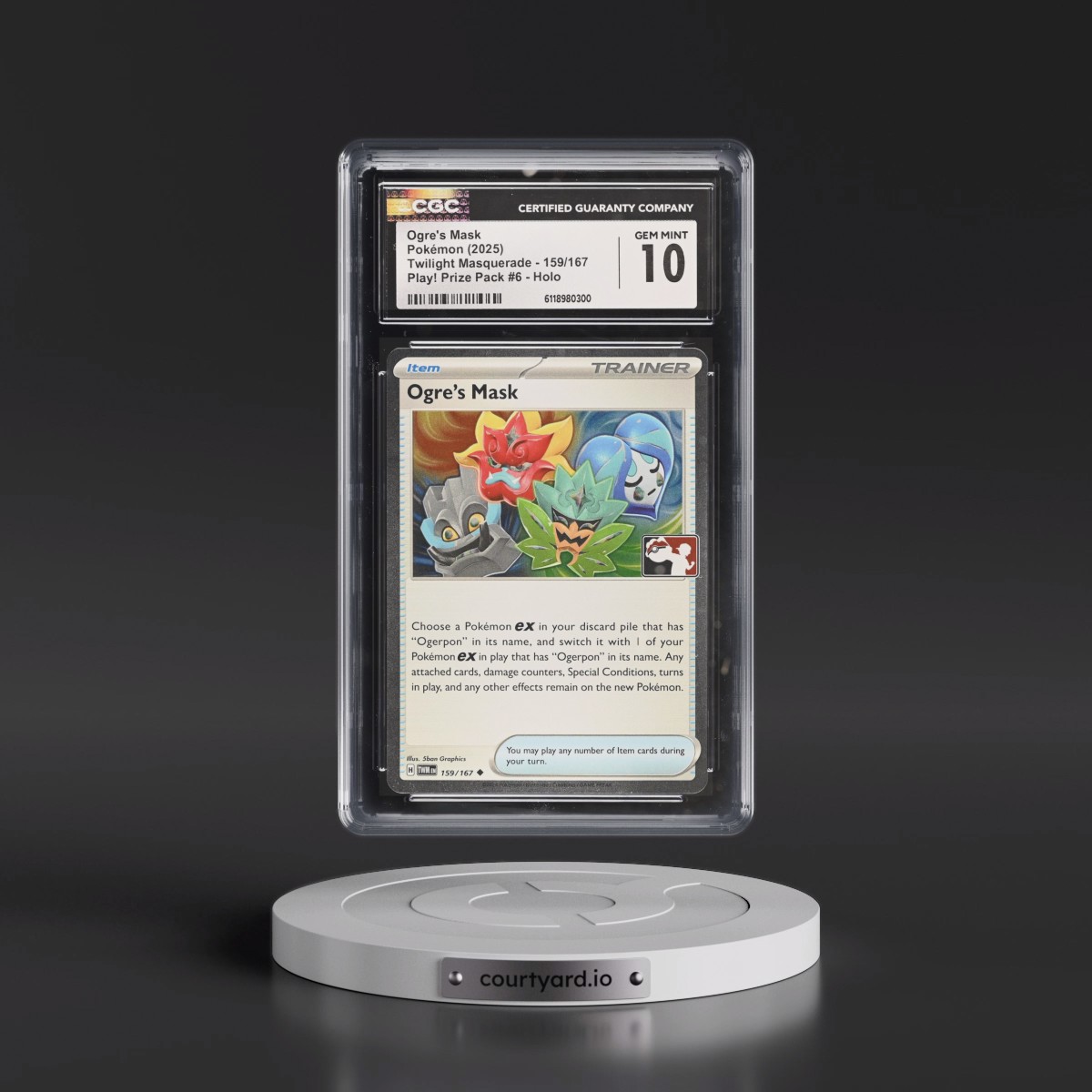 2024 Twilight Masquerade - TWM EN #159/167 Ogre's Mask - Play! Pokémon Prize Pack #6 (Cosmos Holo) Holo (CGC 10 GEM MINT)