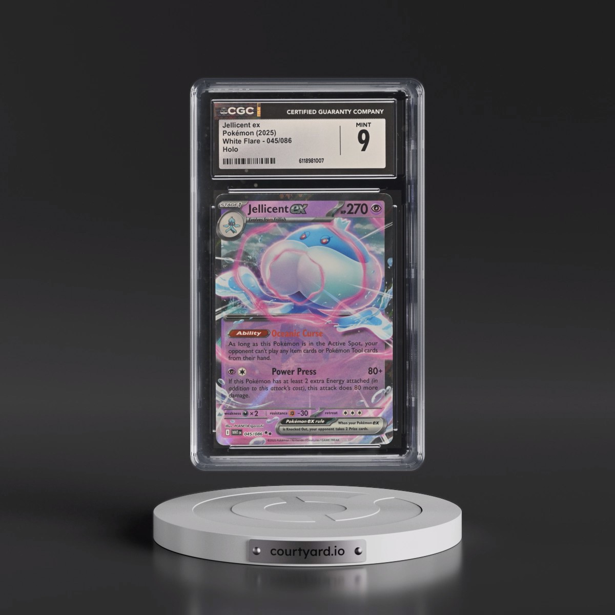 2025 White Flare - WHT EN #045/086 Jellicent ex - Holo (CGC 9 MINT)