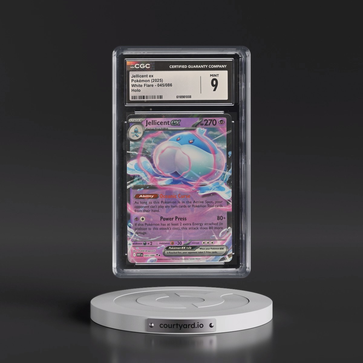 2025 White Flare - WHT EN #045/086 Jellicent ex - Holo (CGC 9 MINT)