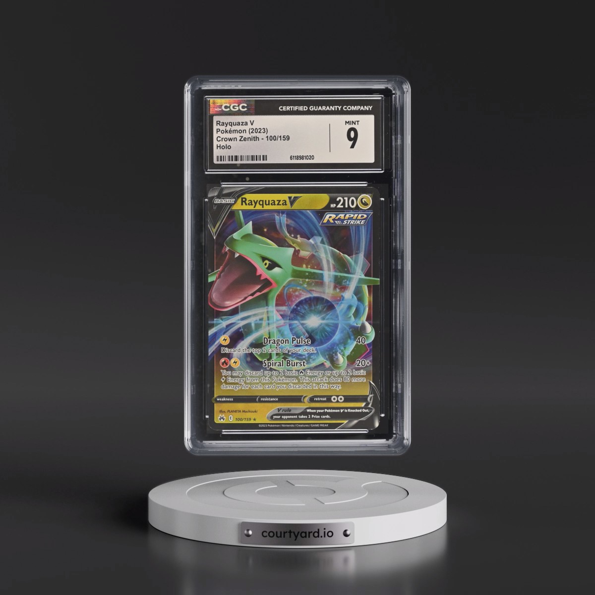 2023 Crown Zenith #100/159 Rayquaza V - Holo (CGC 9 MINT)
