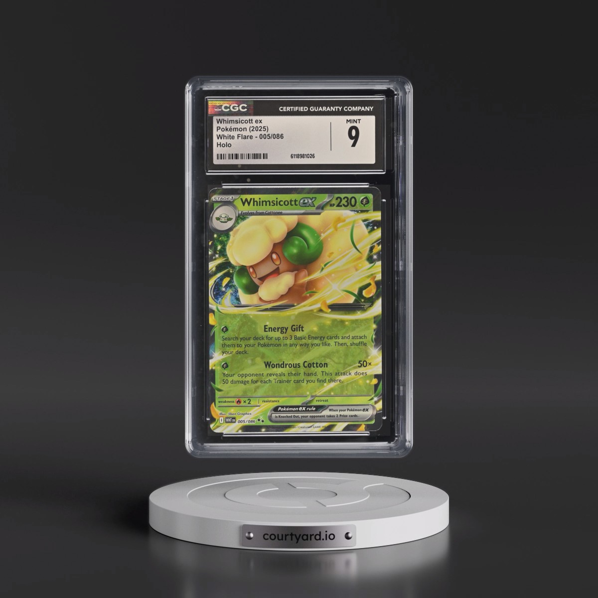 2025 White Flare - WHT EN #005/086 Whimsicott ex - Holo (CGC 9 MINT)