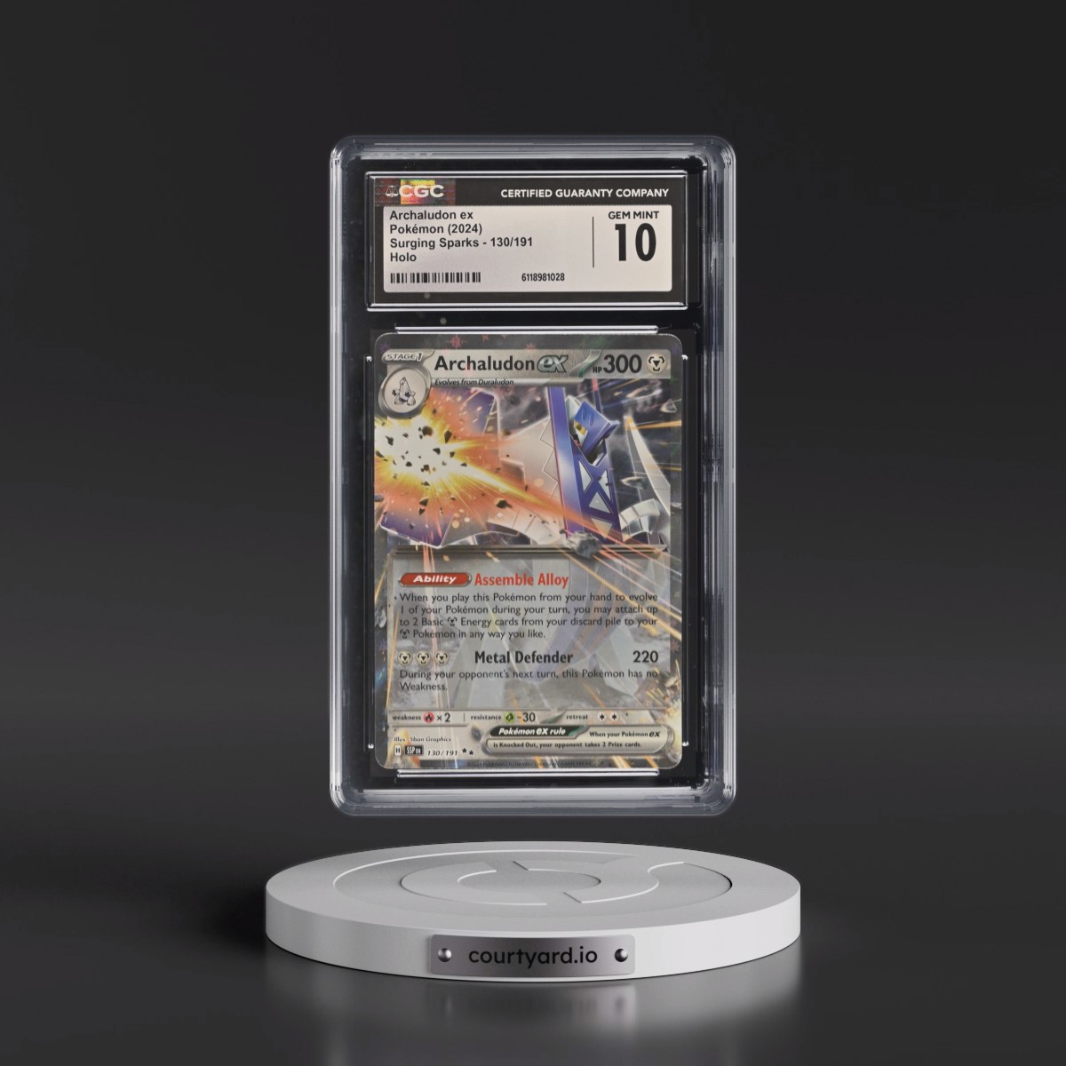 2024 Surging Sparks - SSP EN #130/191 Archaludon ex - Holo (CGC 10 GEM MINT)