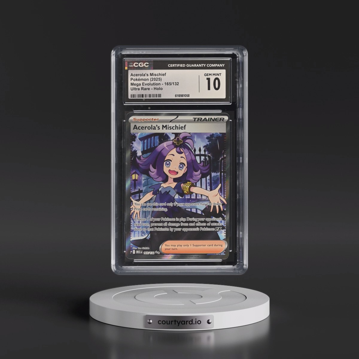 2025 Mega Evolution - MEG EN #165/132 Acerola's Mischief - Ultra Rare Holo (CGC 10 GEM MINT)