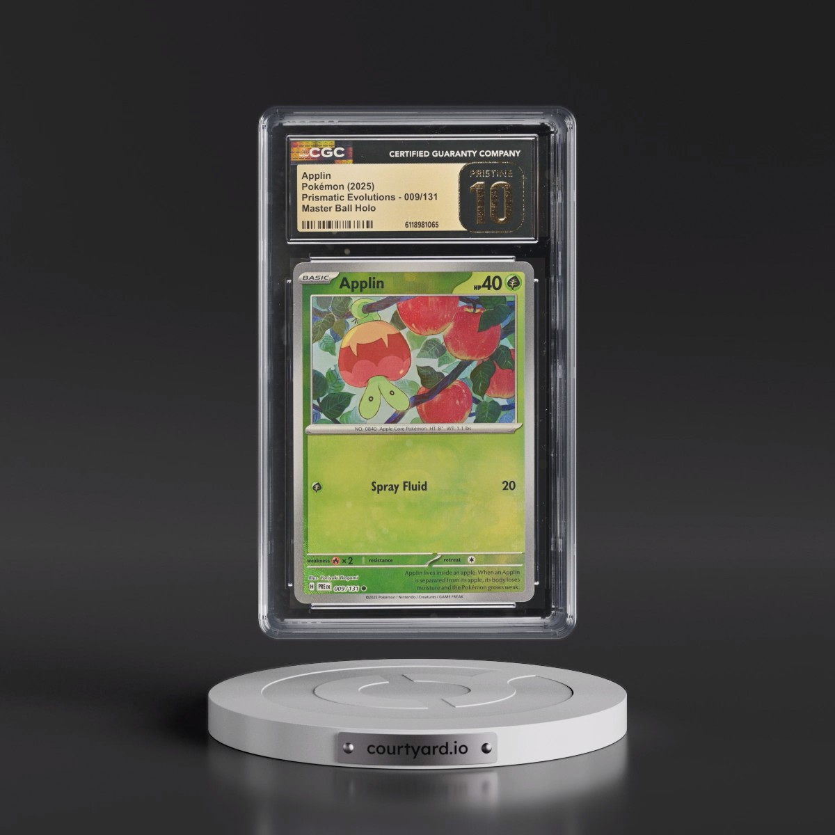 2024 Prismatic Evolutions - PRE EN #009/131 Applin - Master Ball Holo (CGC 10 PRISTINE)