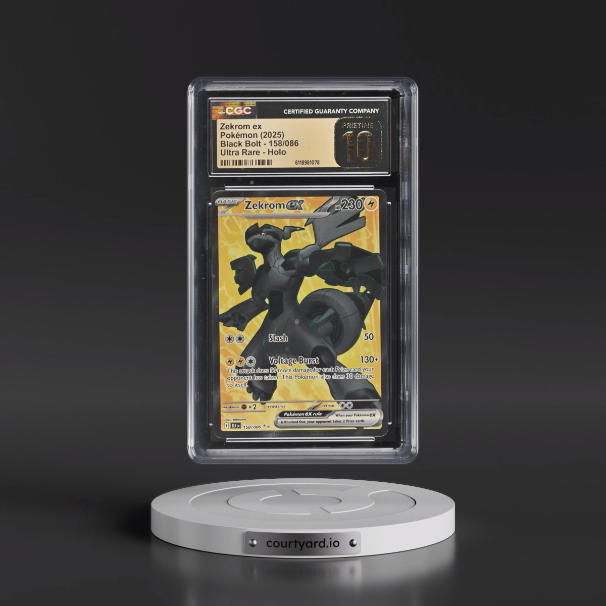 2025 Black Bolt - BLK EN #158/086 Zekrom ex - Ultra Rare Holo (CGC 10 PRISTINE)