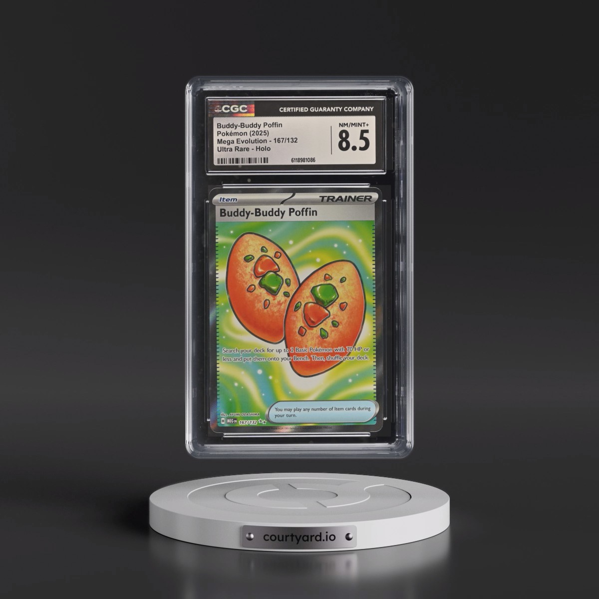 2025 Mega Evolution - MEG EN #167/132 Buddy-Buddy Poffin - Ultra Rare Holo (CGC 8.5 NM-MT+)