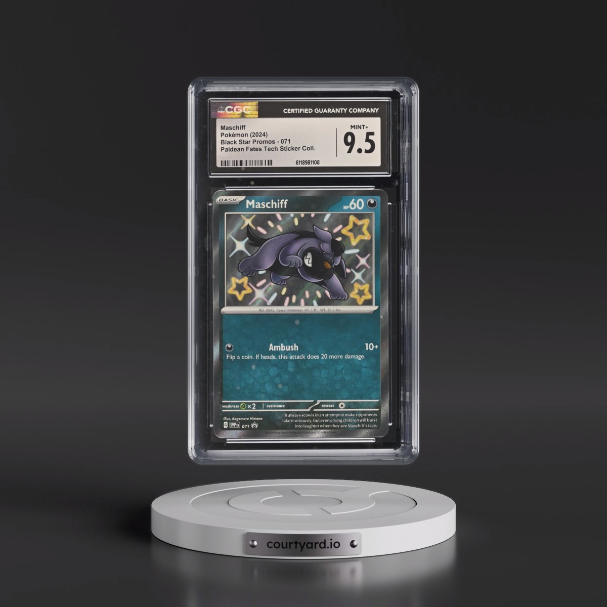 2023 Black Star Promos - Scarlet & Violet SVP EN #071 Maschiff - Paldean Fates Tech Sticker Collection (CGC 9.5 MINT+)