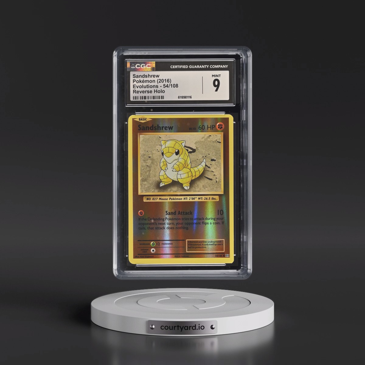 2016 Evolutions #54/108 Sandshrew - Reverse Holo (CGC 9 MINT)
