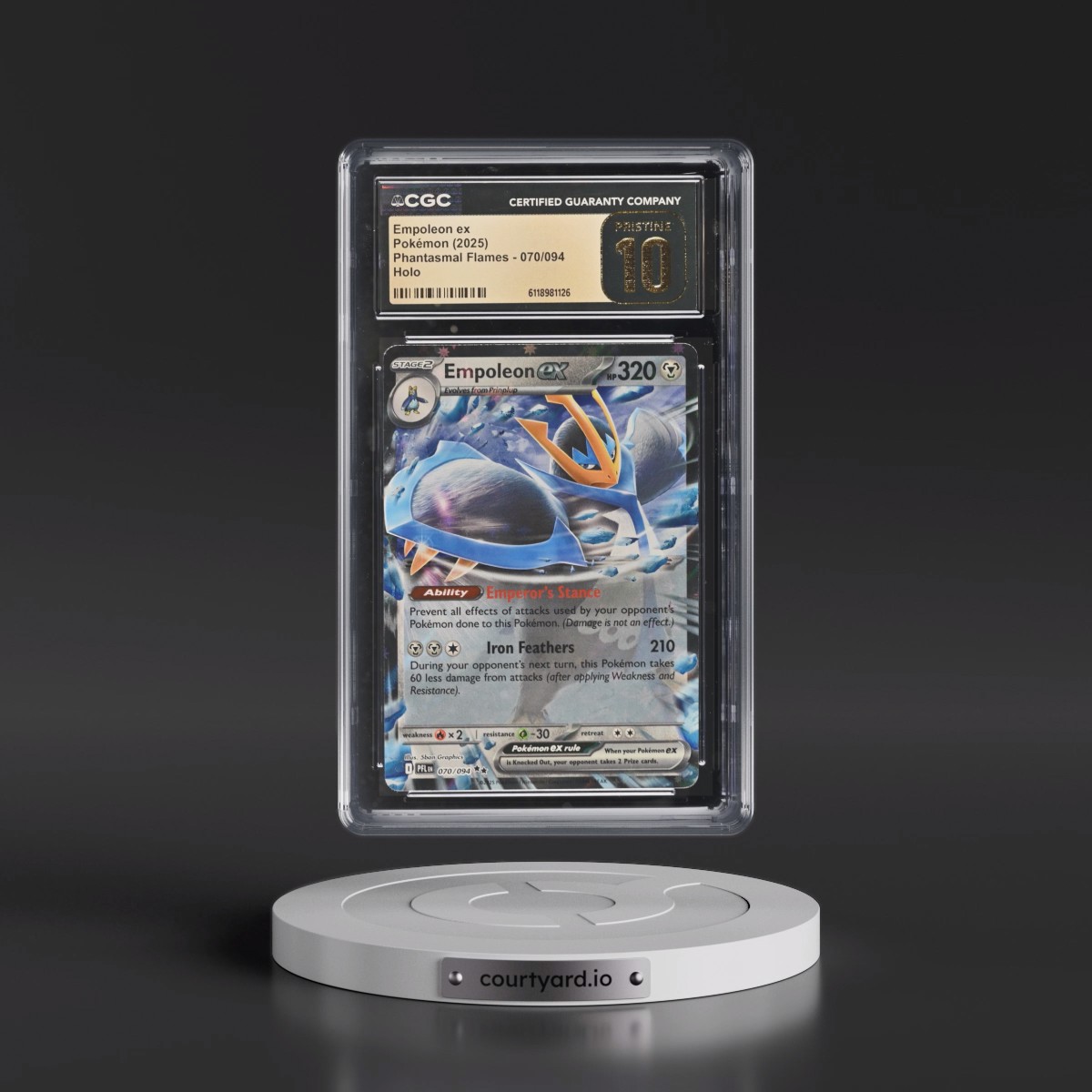 2025 Phantasmal Flames - PFL EN #070/094 Empoleon ex - Holo (CGC 10 PRISTINE)