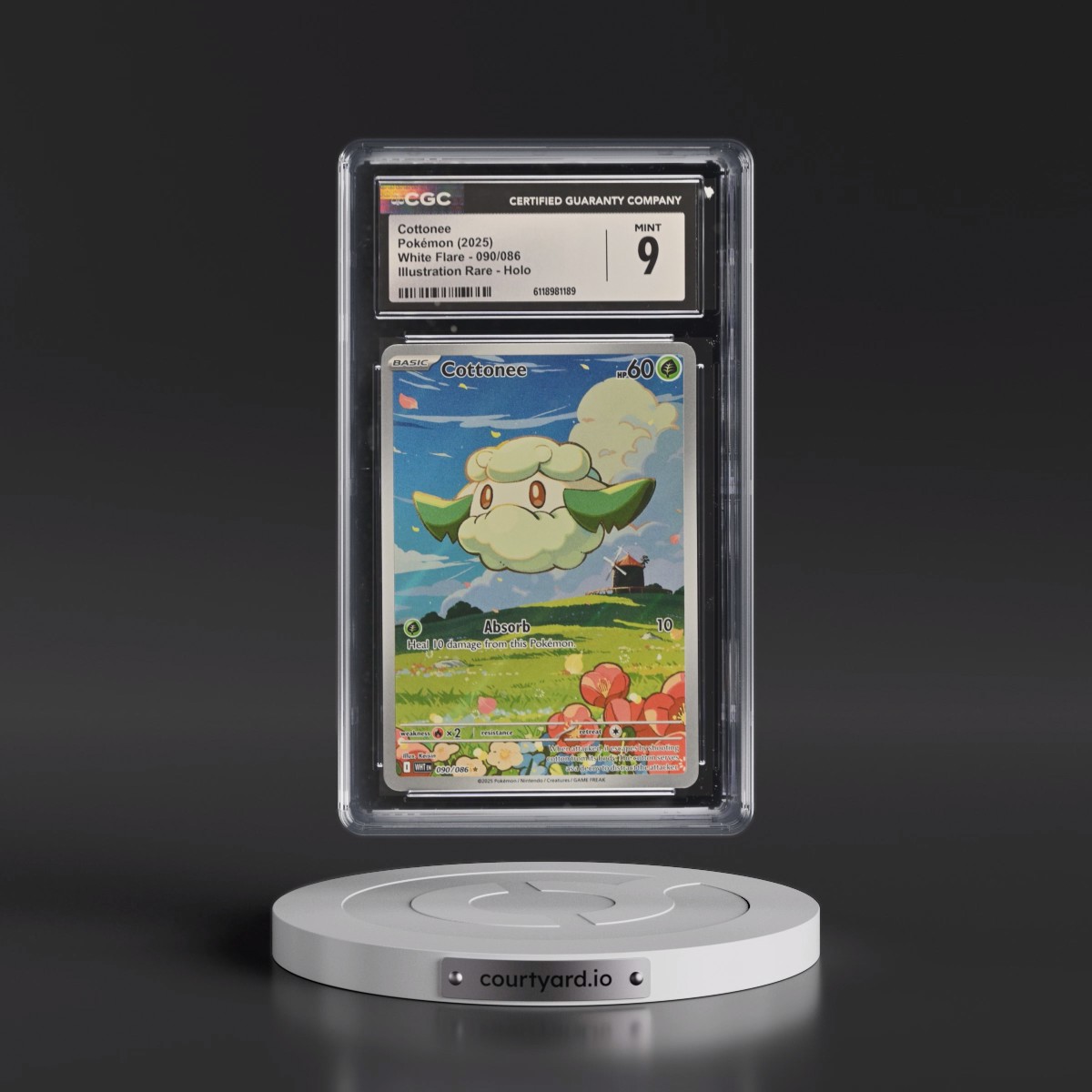 2025 White Flare - WHT EN #090/086 Cottonee - Illustration Rare Holo (CGC 9 MINT)