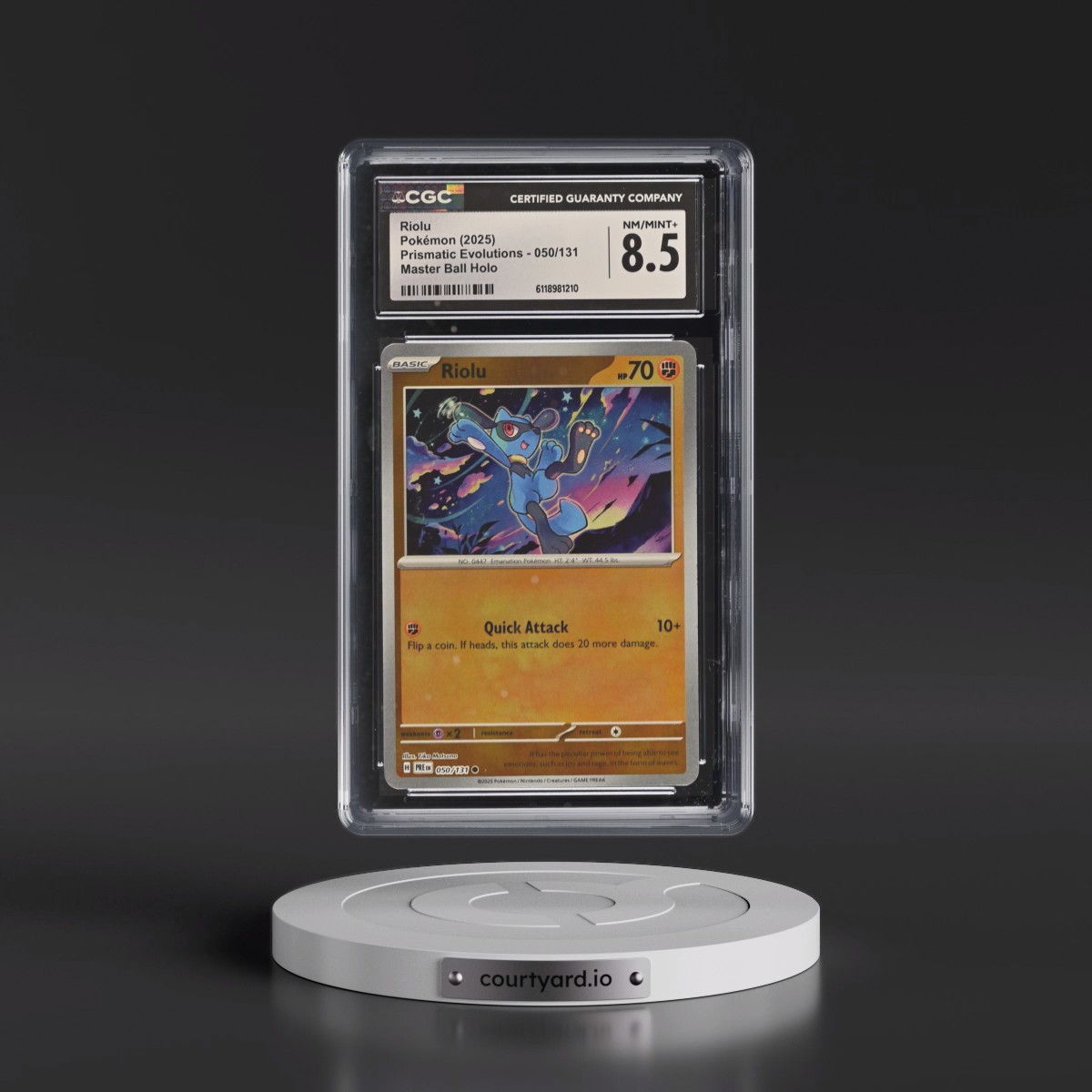 2024 Prismatic Evolutions - PRE EN #050/131 Riolu - Master Ball Holo (CGC 8.5 NM-MT+)