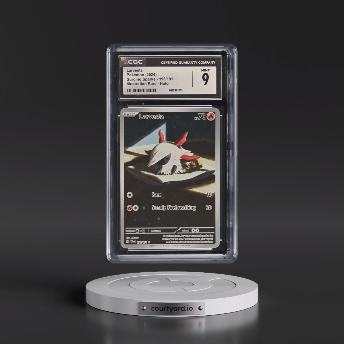2024 Surging Sparks - SSP EN #196/191 Larvesta - Illustration Rare Holo (CGC 9 MINT)