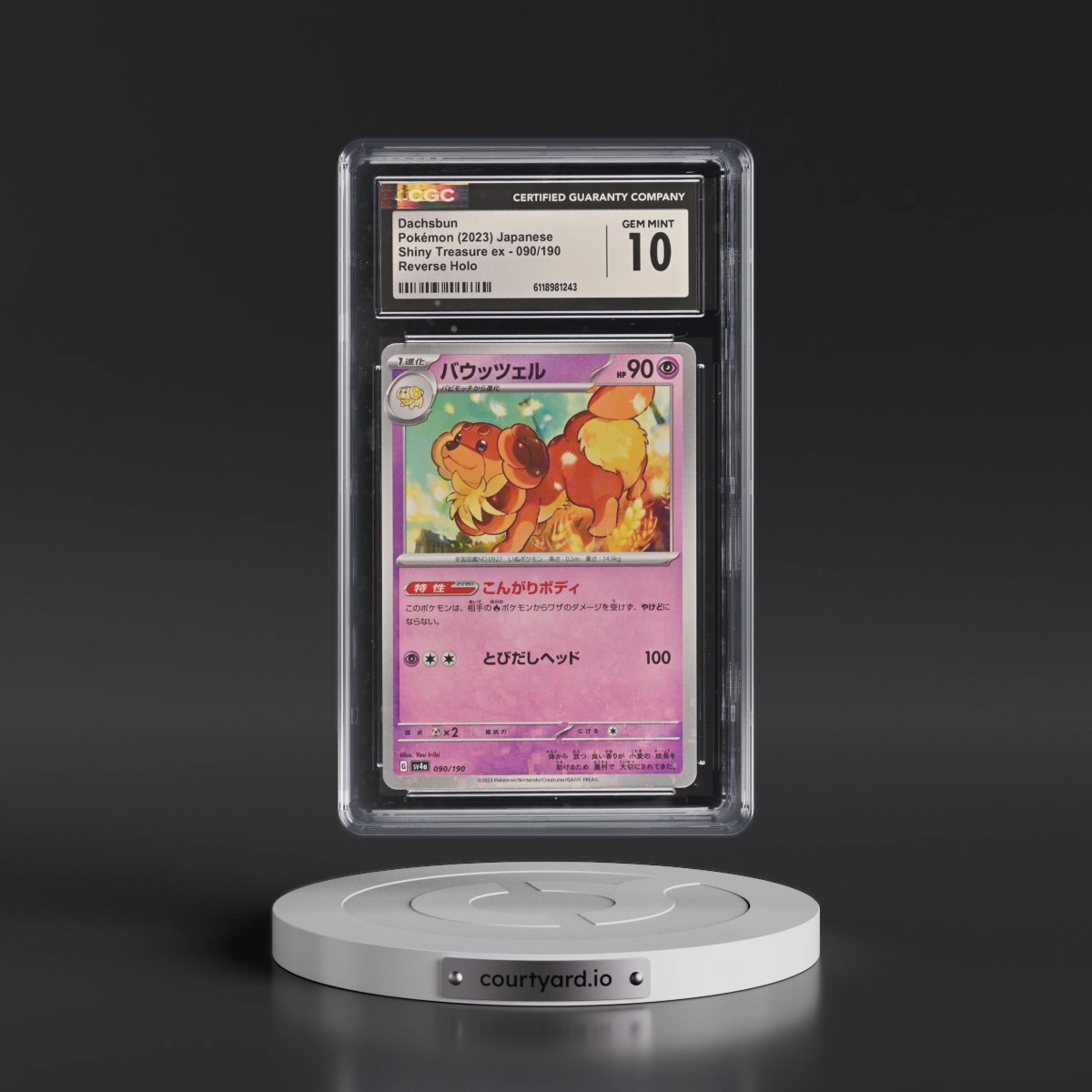 2023 Shiny Treasure ex #090/190 Dachsbun - Reverse Holo Digitized (CGC 10 GEM MINT)