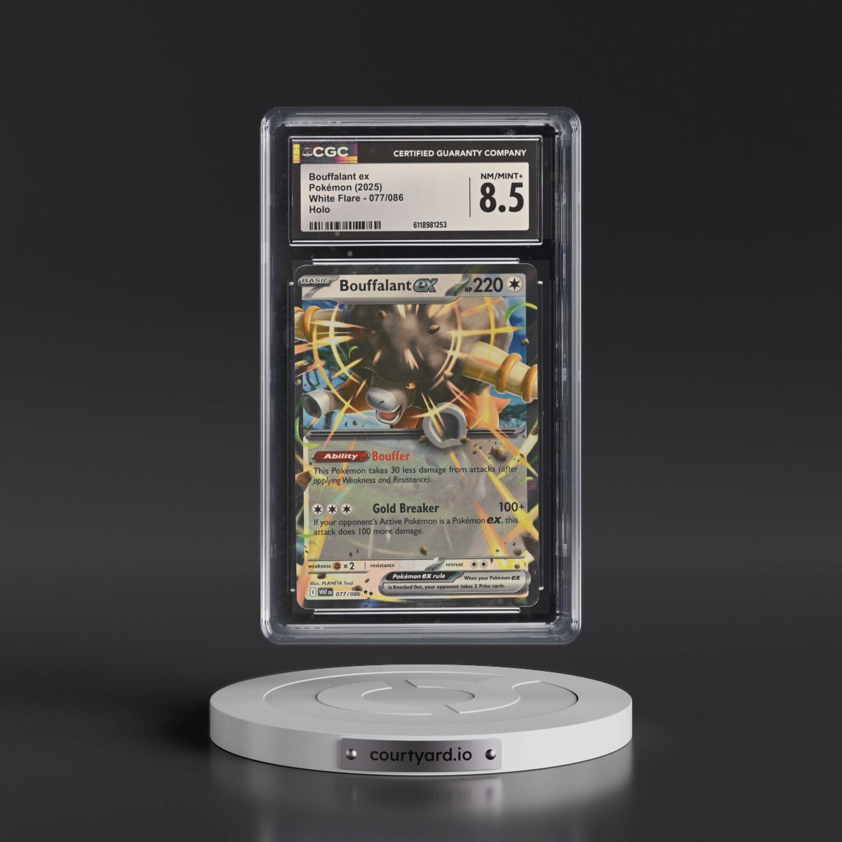 2025 White Flare - WHT EN #077/086 Bouffalant ex - Holo (CGC 8.5 NM-MT+)