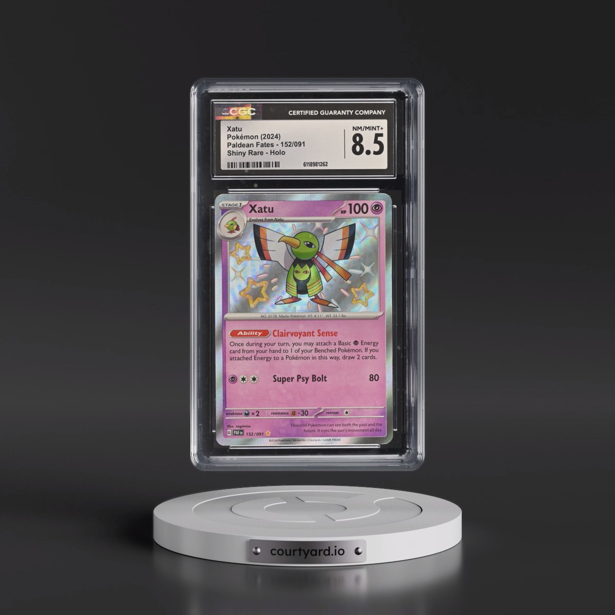 2024 Paldean Fates - PAF EN Xatu - Shiny Rare Holo #152/091 CGC 8.5