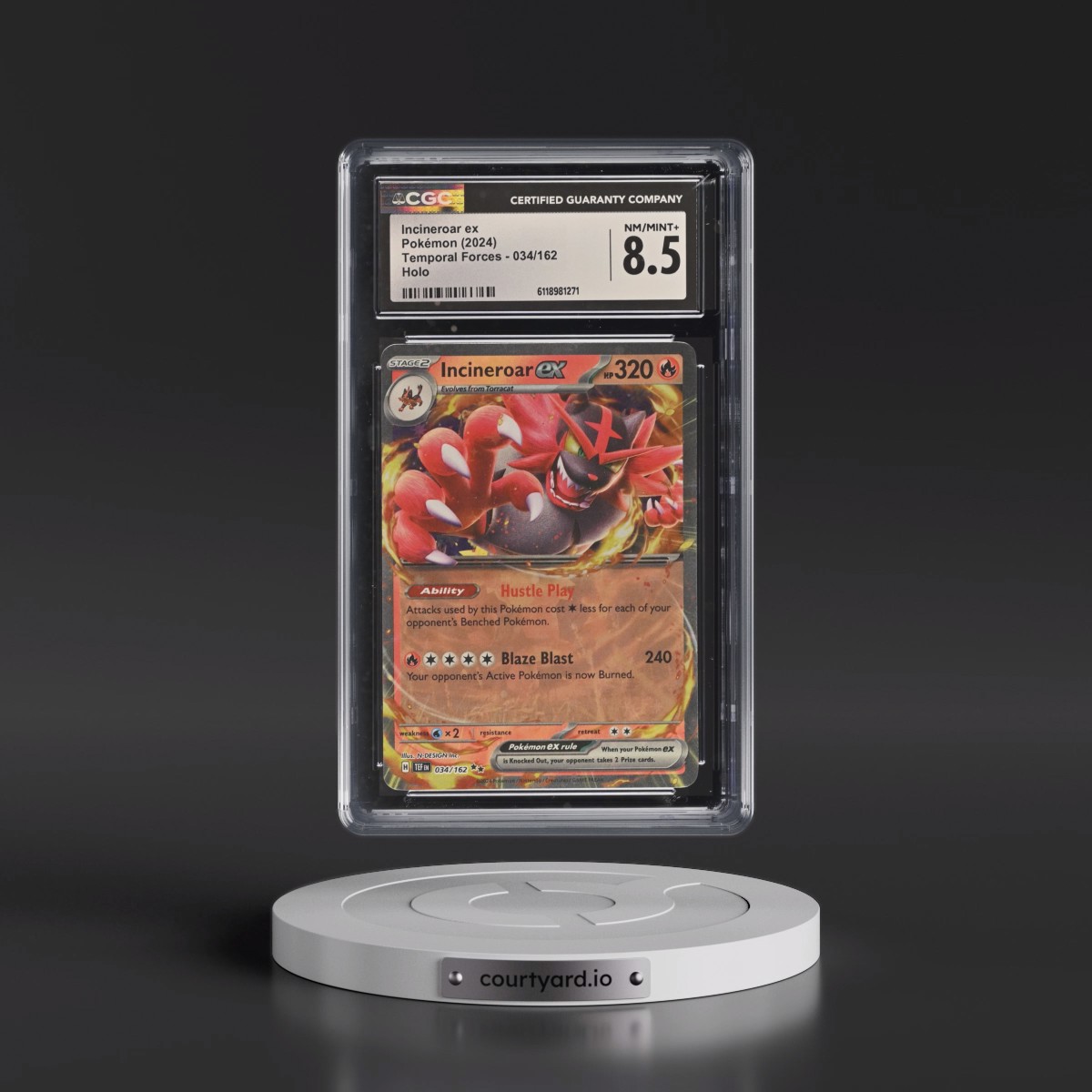 2023 Temporal Forces - TEF EN #034/162 Incineroar ex - Holo (CGC 8.5 NM-MT+)