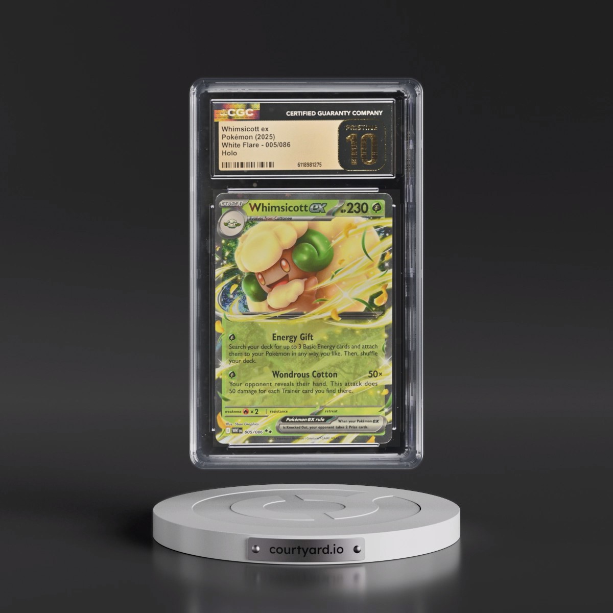2025 White Flare - WHT EN #005/086 Whimsicott ex - Holo (CGC 10 PRISTINE)