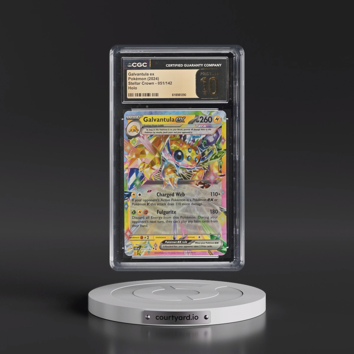 2024 Stellar Crown - SCR EN #051/142 Galvantula ex - Holo (CGC 10 PRISTINE)