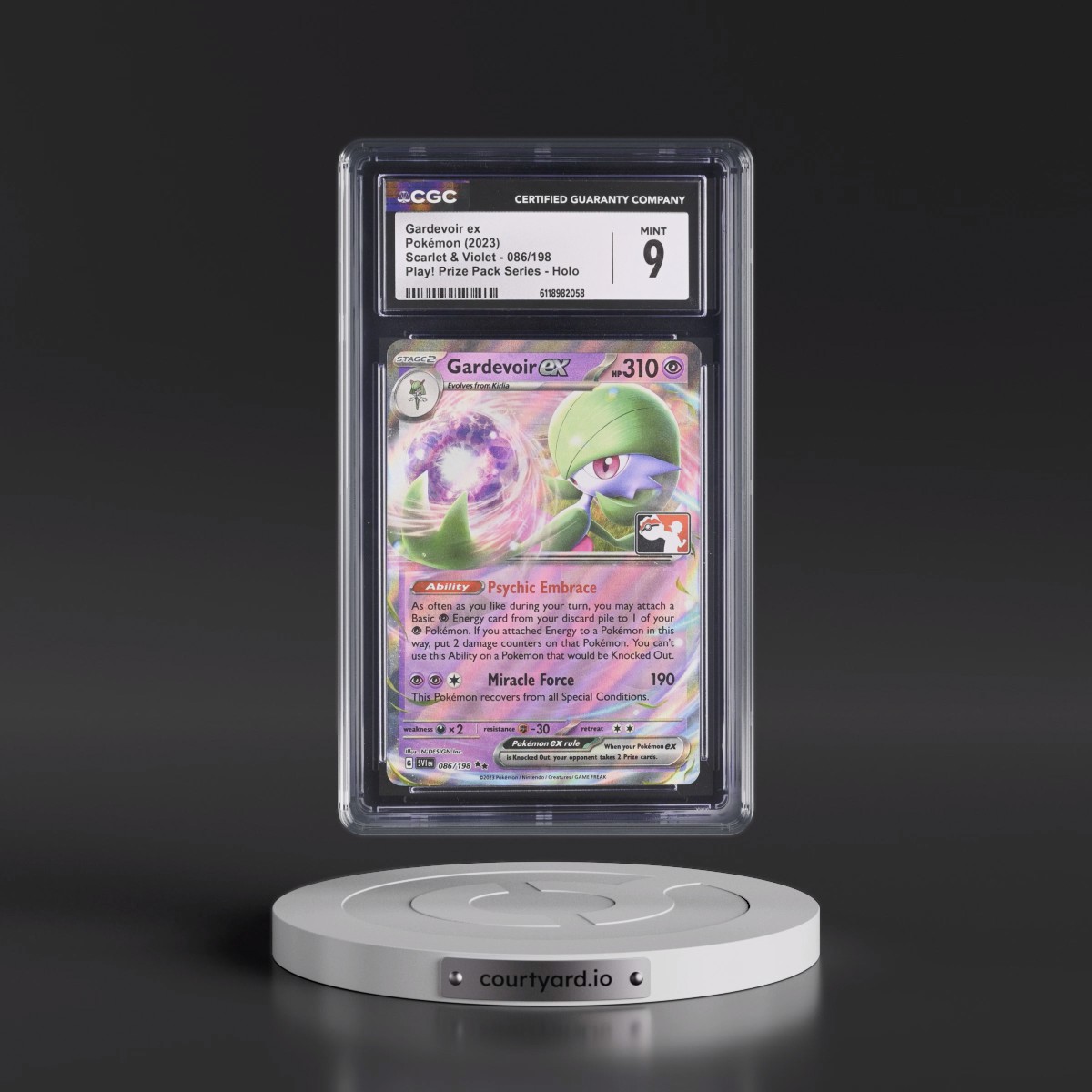 2023 Scarlet & Violet #086/198 Gardevoir ex - Play! Pokémon Prize Pack Series Holo (CGC 9 MINT)