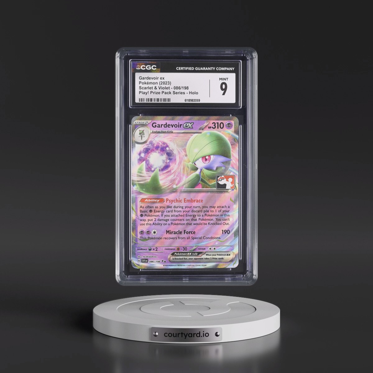 2023 Scarlet & Violet #086/198 Gardevoir ex - Play! Pokémon Prize Pack Series Holo (CGC 9 MINT)