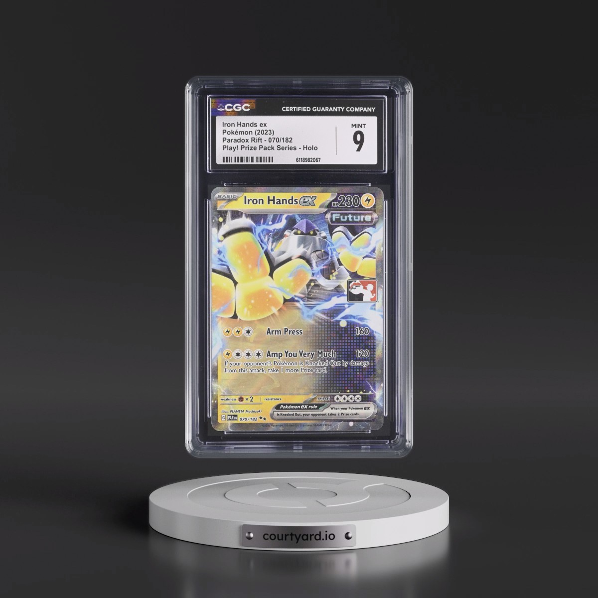 2023 Paradox Rift - PAR EN #070/182 Iron Hands ex - Play! Pokémon Prize Pack Series Holo (CGC 9 MINT)